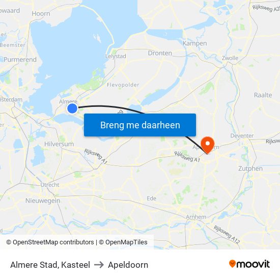 Almere Stad, Kasteel to Apeldoorn map