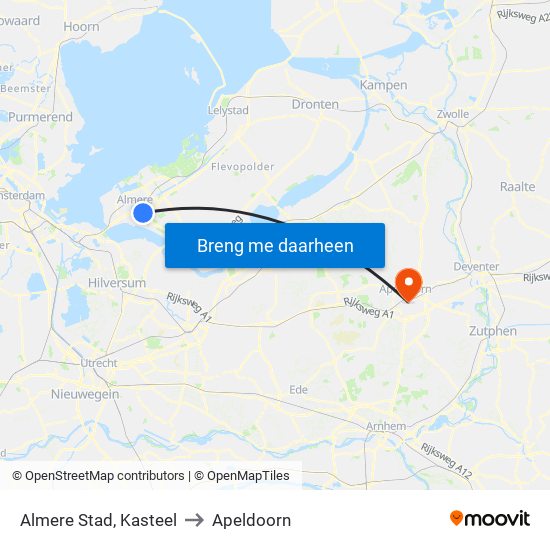 Almere Stad, Kasteel to Apeldoorn map
