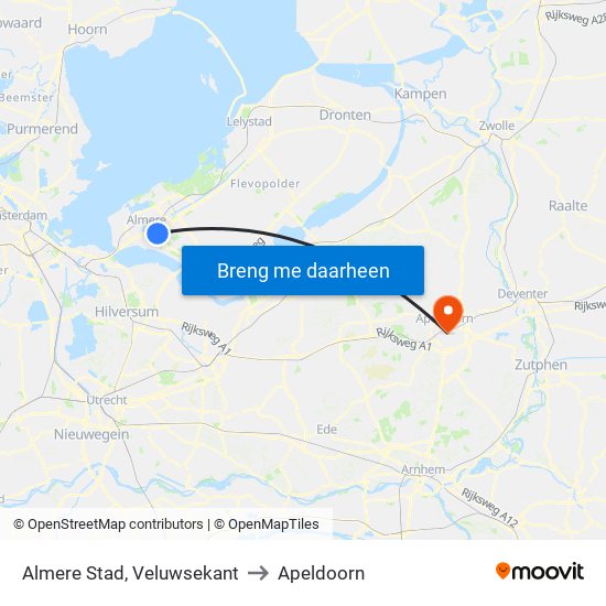 Almere Stad, Veluwsekant to Apeldoorn map