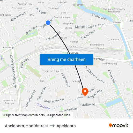 Apeldoorn, Hoofdstraat to Apeldoorn map