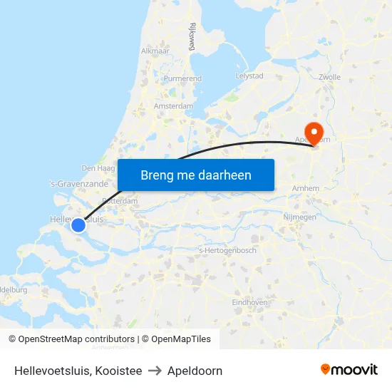 Hellevoetsluis, Kooistee to Apeldoorn map