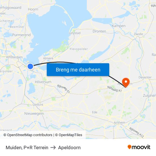 Muiden, P+R Terrein to Apeldoorn map