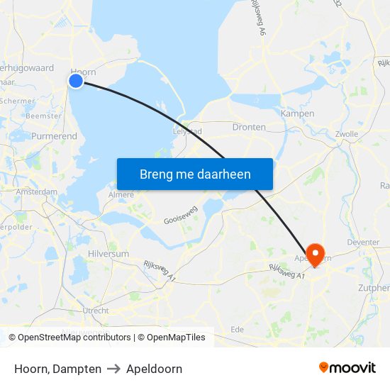 Hoorn, Dampten to Apeldoorn map