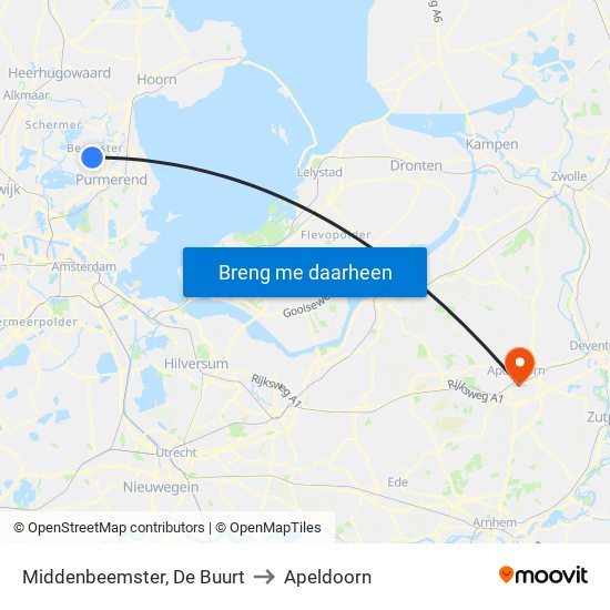 Middenbeemster, De Buurt to Apeldoorn map