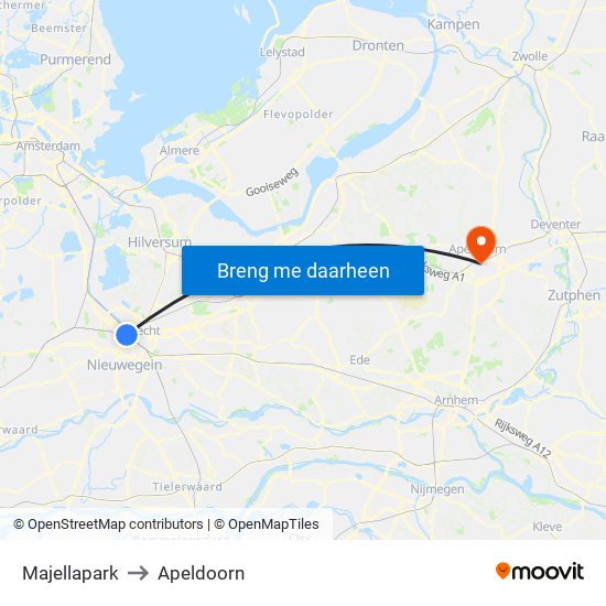 Majellapark to Apeldoorn map
