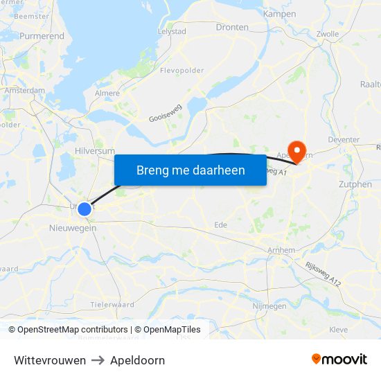 Wittevrouwen to Apeldoorn map