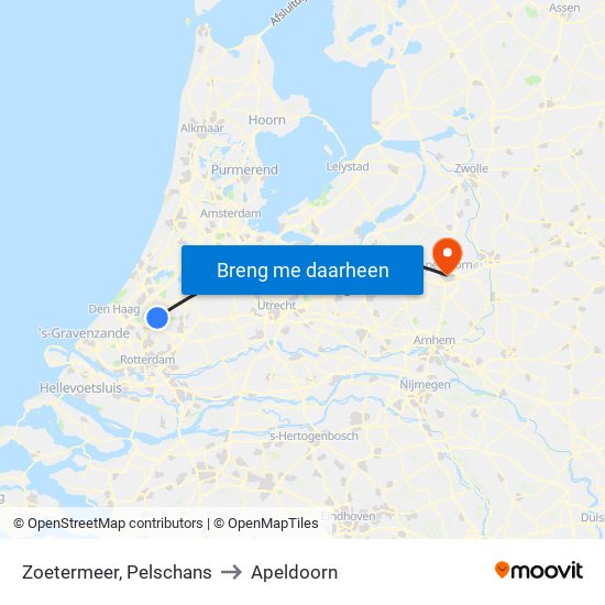 Zoetermeer, Pelschans to Apeldoorn map