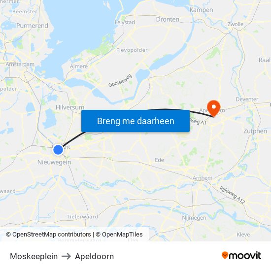 Moskeeplein to Apeldoorn map