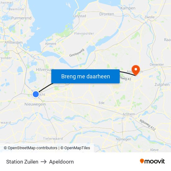 Station Zuilen to Apeldoorn map