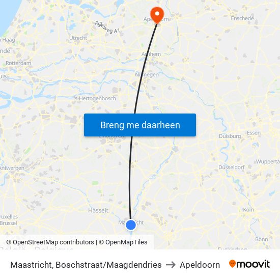 Maastricht, Boschstraat/Maagdendries to Apeldoorn map