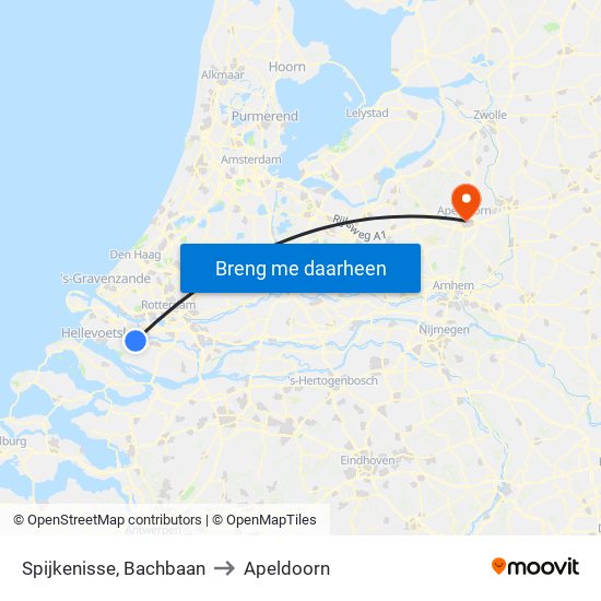Spijkenisse, Bachbaan to Apeldoorn map