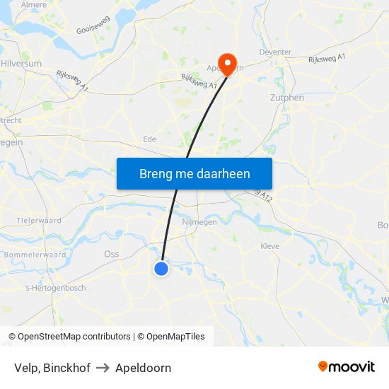 Velp, Binckhof to Apeldoorn map