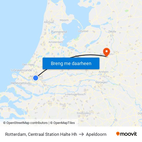 Rotterdam, Centraal Station Halte Hh to Apeldoorn map