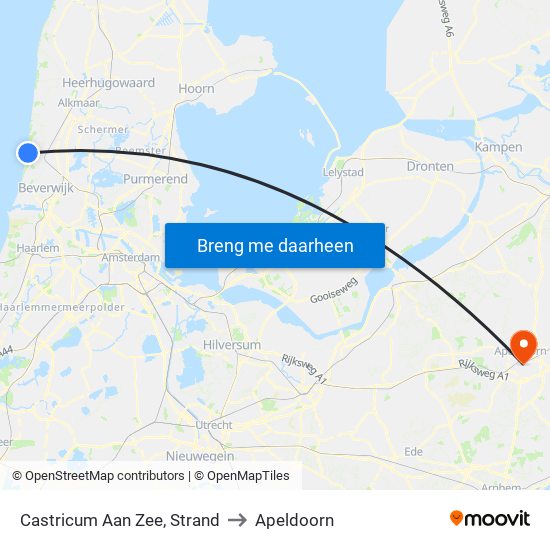 Castricum Aan Zee, Strand to Apeldoorn map