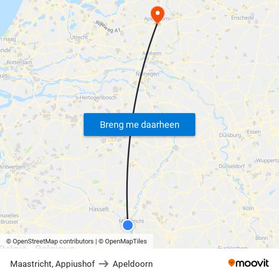 Maastricht, Appiushof to Apeldoorn map