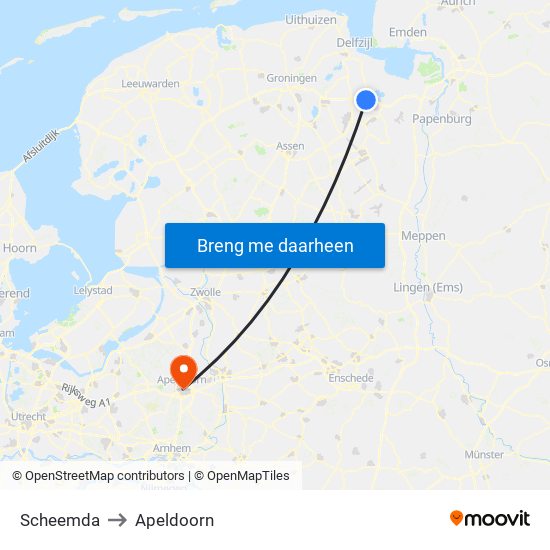 Scheemda to Apeldoorn map