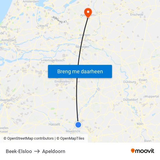Beek-Elsloo to Apeldoorn map