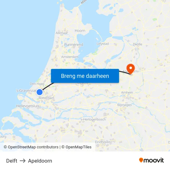Delft to Apeldoorn map