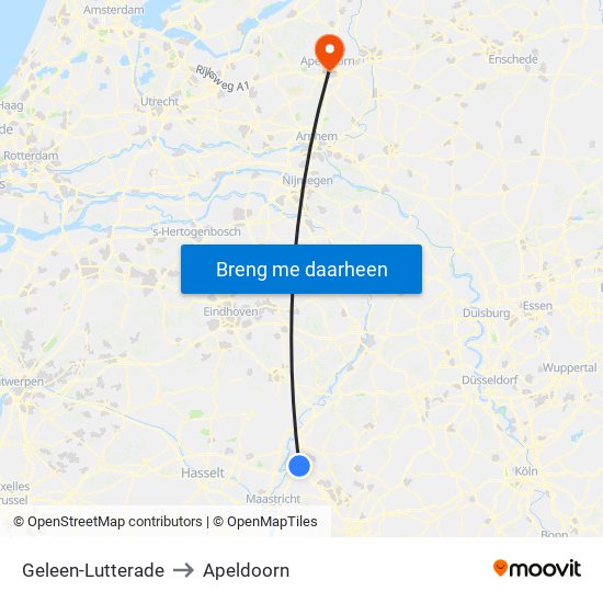 Geleen-Lutterade to Apeldoorn map