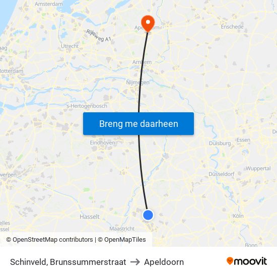 Schinveld, Brunssummerstraat to Apeldoorn map