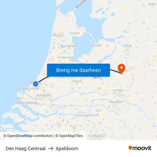 Den Haag Centraal to Apeldoorn map