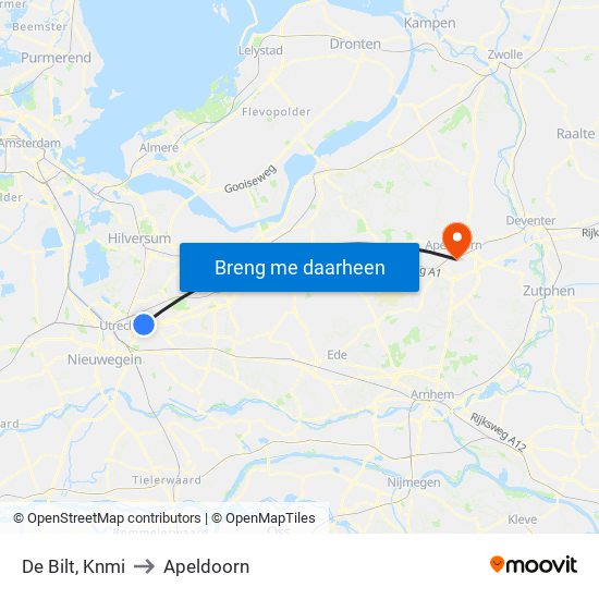De Bilt, Knmi to Apeldoorn map