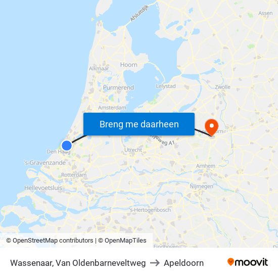 Wassenaar, Van Oldenbarneveltweg to Apeldoorn map