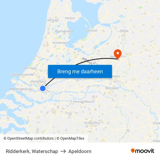 Ridderkerk, Waterschap to Apeldoorn map