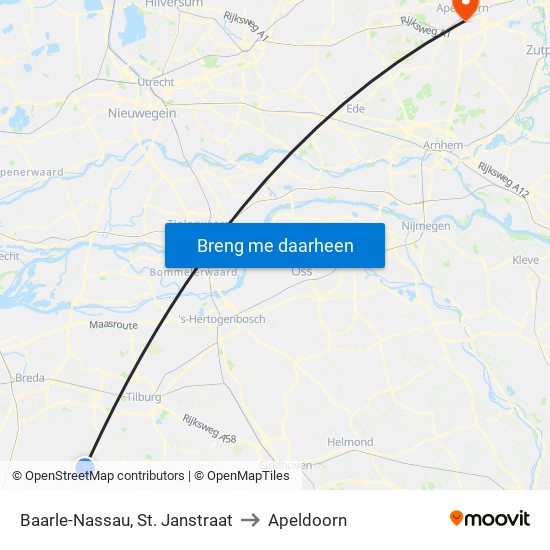 Baarle-Nassau, St. Janstraat to Apeldoorn map