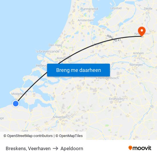 Breskens, Veerhaven to Apeldoorn map