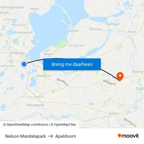 Nelson Mandelapark to Apeldoorn map