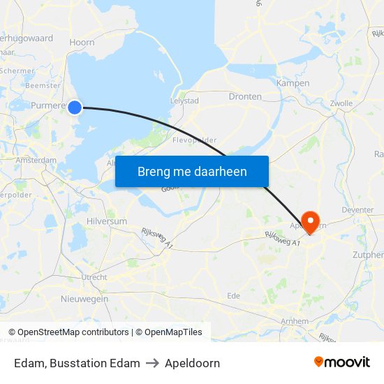 Edam, Busstation Edam to Apeldoorn map