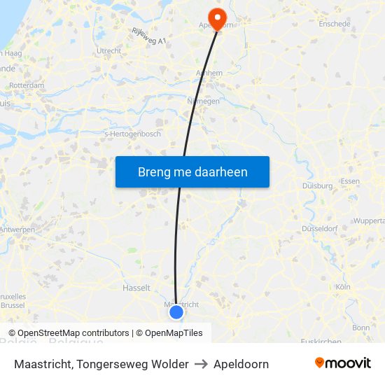 Maastricht, Tongerseweg Wolder to Apeldoorn map