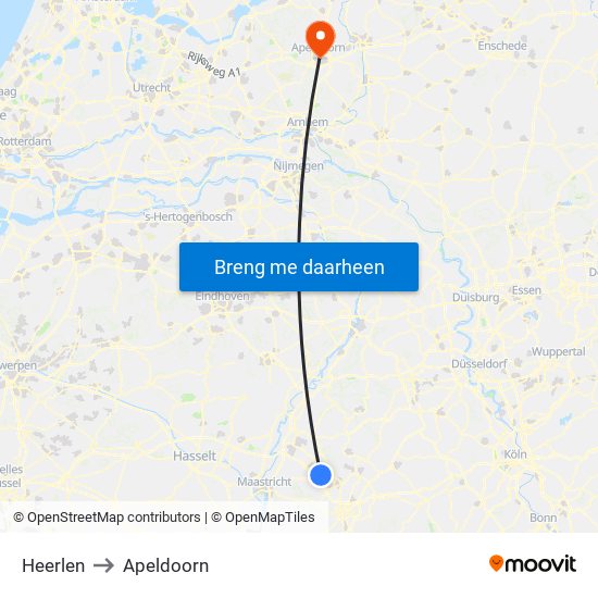 Heerlen to Apeldoorn map