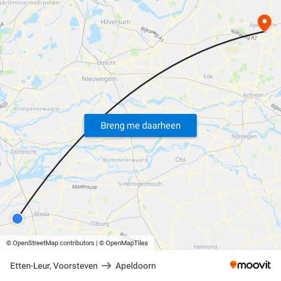 Etten-Leur, Voorsteven to Apeldoorn map