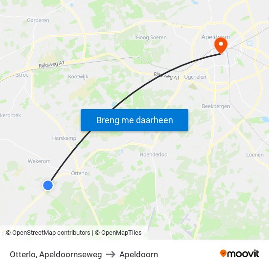 Otterlo, Apeldoornseweg to Apeldoorn map