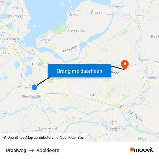 Draaiweg to Apeldoorn map
