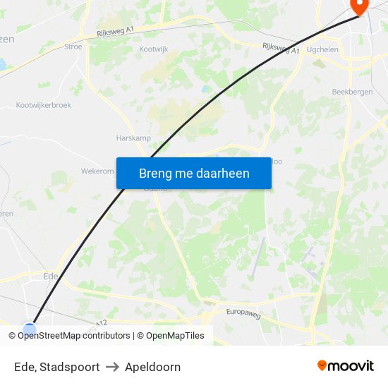 Ede, Stadspoort to Apeldoorn map