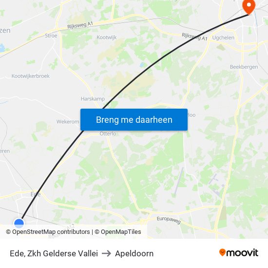 Ede, Zkh Gelderse Vallei to Apeldoorn map