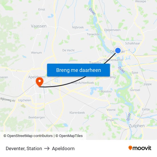 Deventer, Station to Apeldoorn map