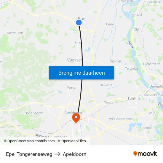 Epe, Tongerenseweg to Apeldoorn map
