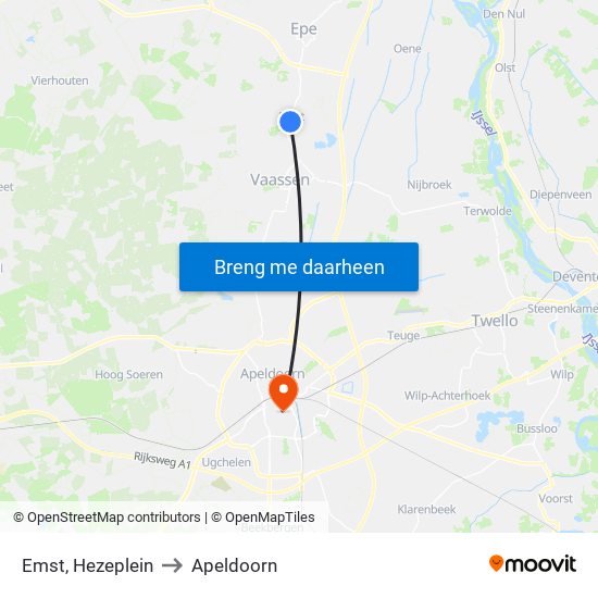 Emst, Hezeplein to Apeldoorn map