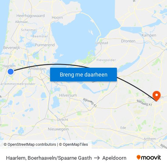 Haarlem, Boerhaaveln/Spaarne Gasth to Apeldoorn map