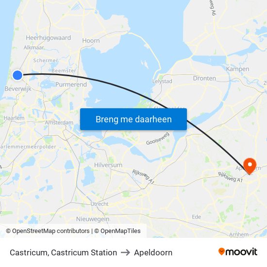 Castricum, Castricum Station to Apeldoorn map
