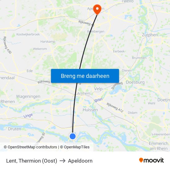 Lent, Thermion (Oost) to Apeldoorn map