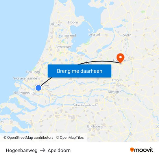 Hogenbanweg to Apeldoorn map