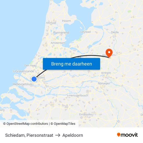 Schiedam, Piersonstraat to Apeldoorn map