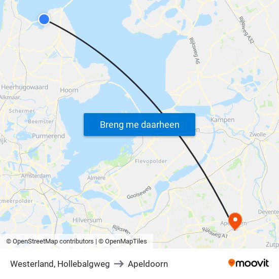 Westerland, Hollebalgweg to Apeldoorn map