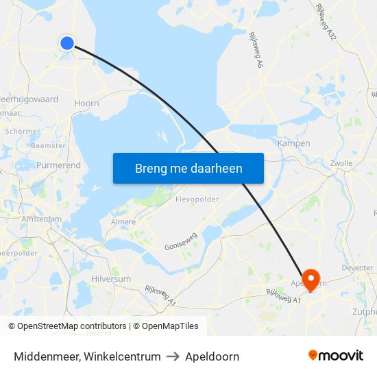 Middenmeer, Winkelcentrum to Apeldoorn map