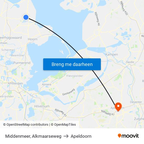 Middenmeer, Alkmaarseweg to Apeldoorn map